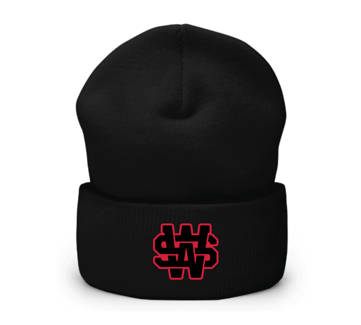 Monogram Cuffed Beanie - Black/Red Graphic