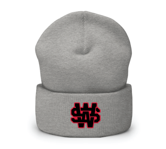 Monogram Cuffed Beanie - Black/Red Graphic