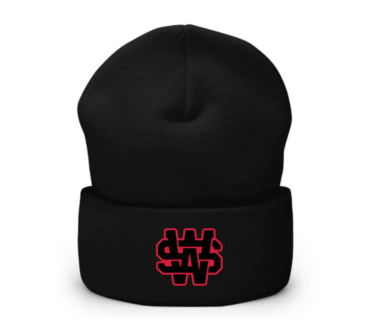 Monogram Cuffed Beanie - Black/Red Graphic